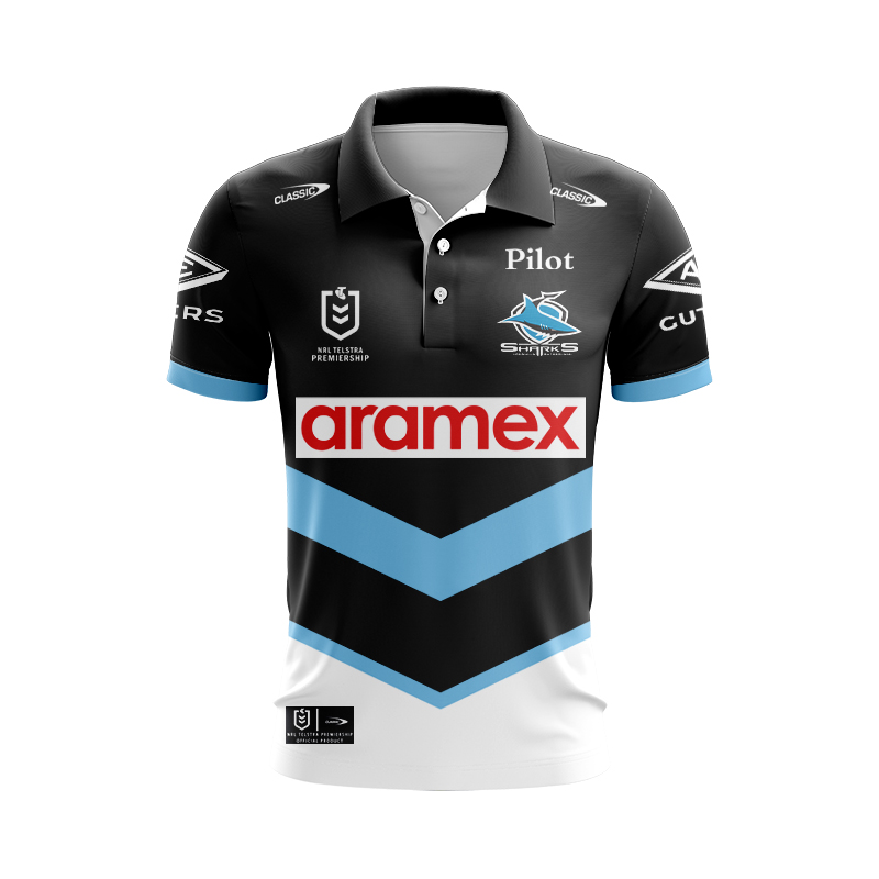 NRL Cronulla-Sutherland Sharks 2025 Away Polo Shirt