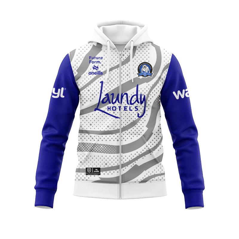 NRL Canterbury-Bankstown Bulldogs 2025 White Training Zipper Hoodie