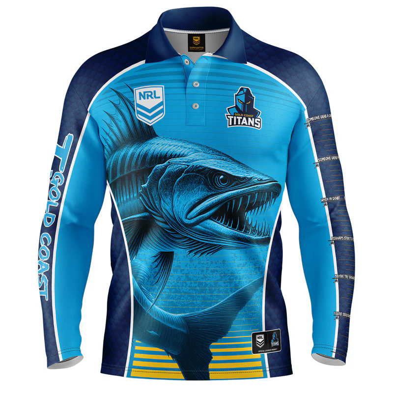 NRL Gold Coast Titans 2025 Barracuda Fishing Shirt