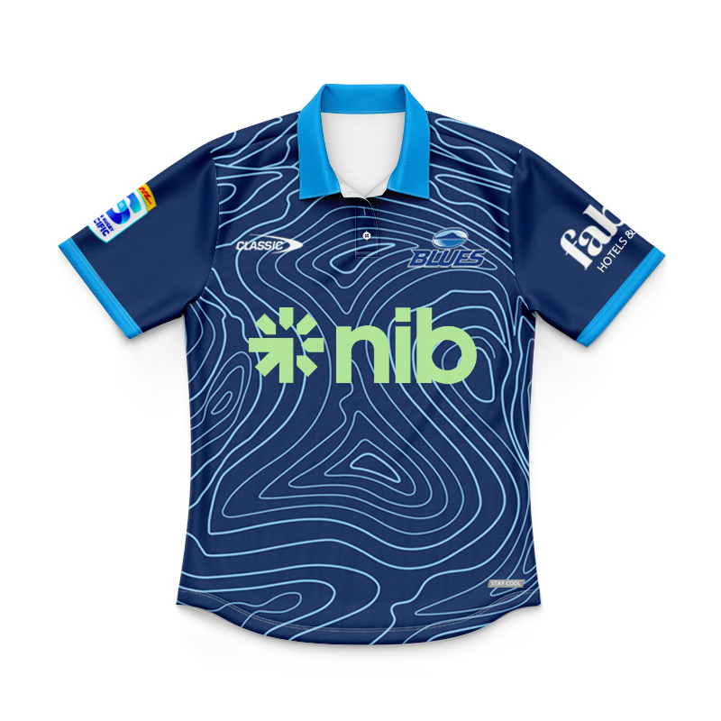 Kid's Auckland Blues Super Rugby 2025 Blue Training Polo Shirt
