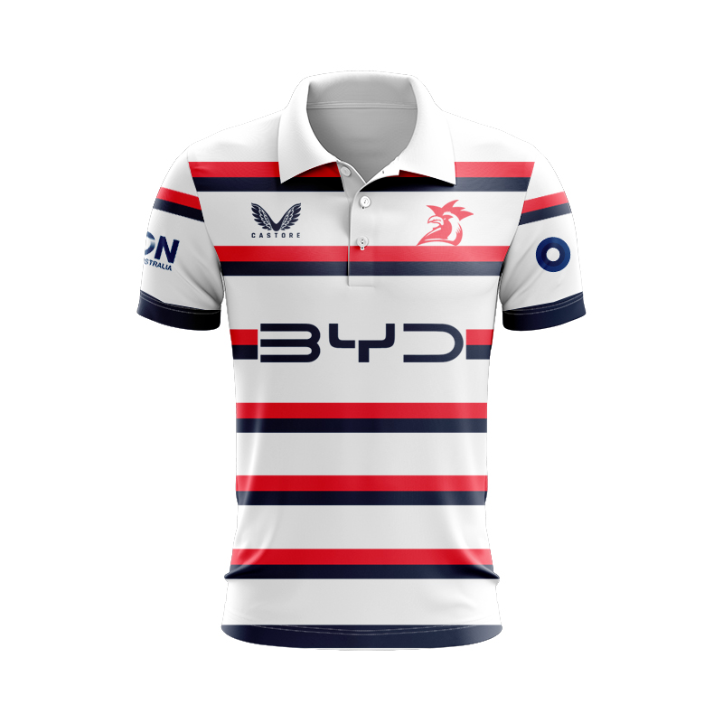 NRL Sydney Roosters 2025 White Training Polo Shirt