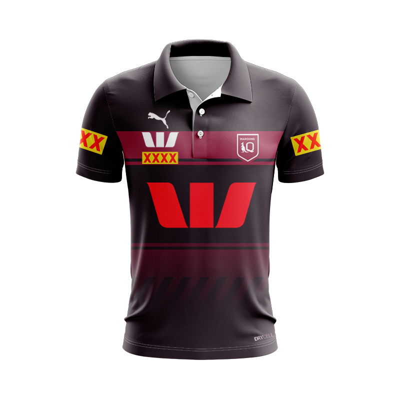 NRL QLD Maroons 2025 Dark Training Polo Shirt