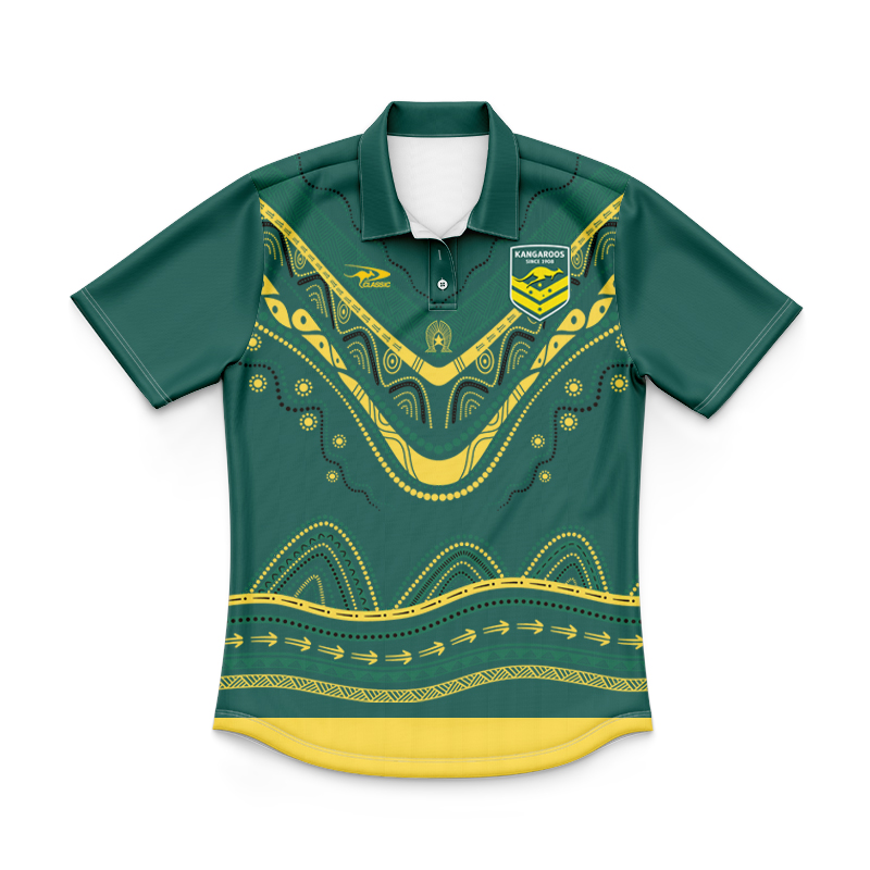 Kid's Australia Kangaroos 2024 Indigenous Polo Shirt