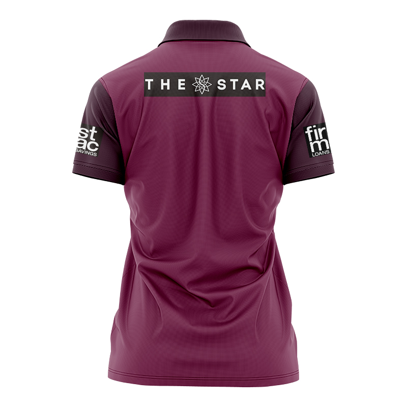 Women's NRL Brisbane Broncos 2024 Maroon Training Polo Shirt
