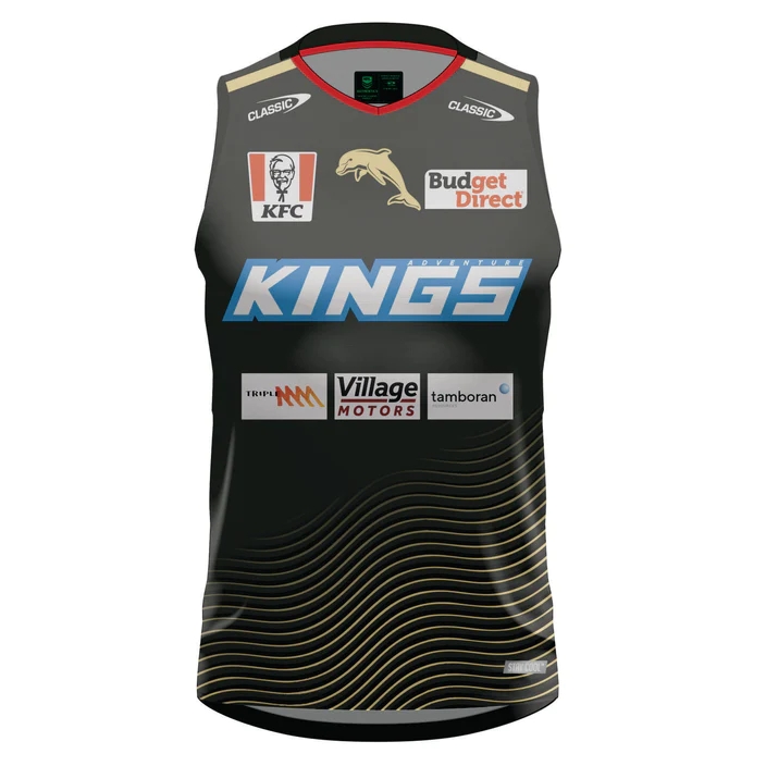 NRL Dolphins 2024 Black Training Singlet