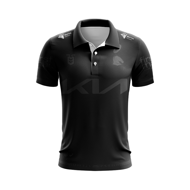 NRL Brisbane Broncos 2025 Black Polo Shirt