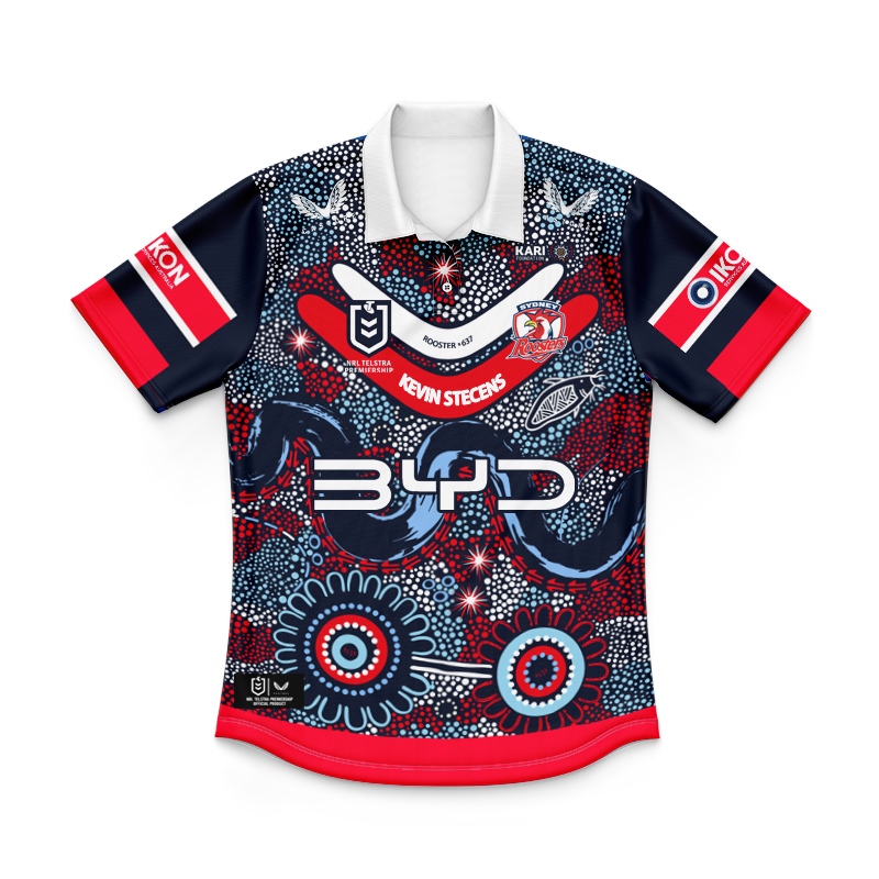 Kid's NRL Sydney Roosters 2025 Indigenous Polo Shirt
