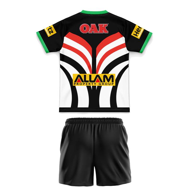 Kid's NRL Penrith Panthers 2025 Warm Up Jersey+Shorts
