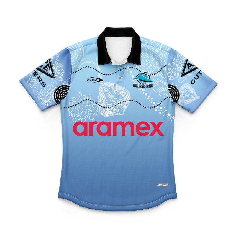 Kid's NRL Cronulla-Sutherland Sharks 2024 Indigenous Training Polo Shirt