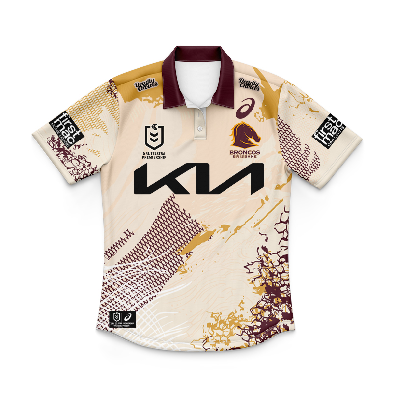 Kid's NRL Brisbane Broncos 2025 Indigenous Polo Shirt