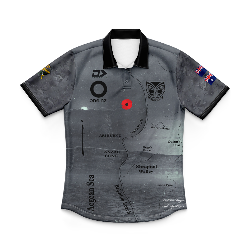 Kid's NRL New Zealand Warriors 2025 ANZAC Polo Shirt