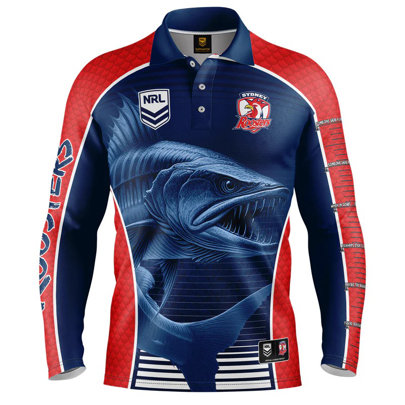 NRL Sydney Roosters 2025 Barracuda Fishing Shirt