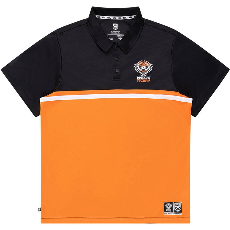 NRL Wests Tigers 2024 Yellow Black Polo Shirt