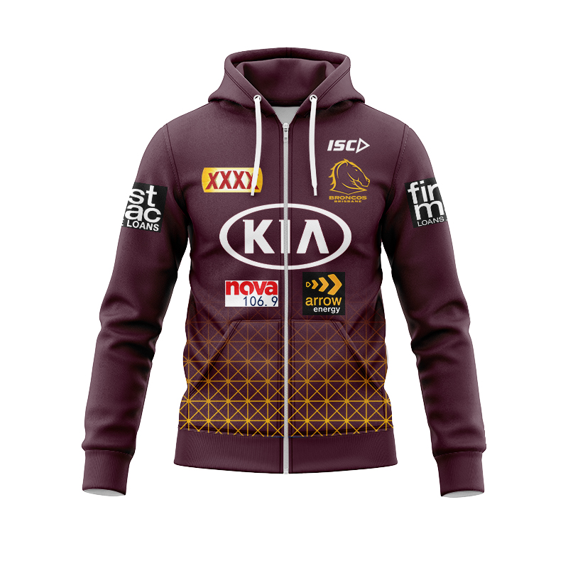 NRL Brisbane Broncos 2024 Players Maroon Zipper Hoodie