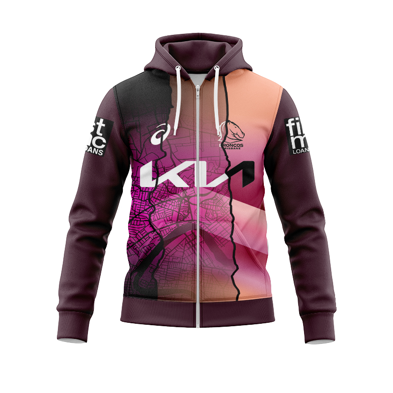 NRL Brisbane Broncos 2024 Training Mix Zipper Hoodie
