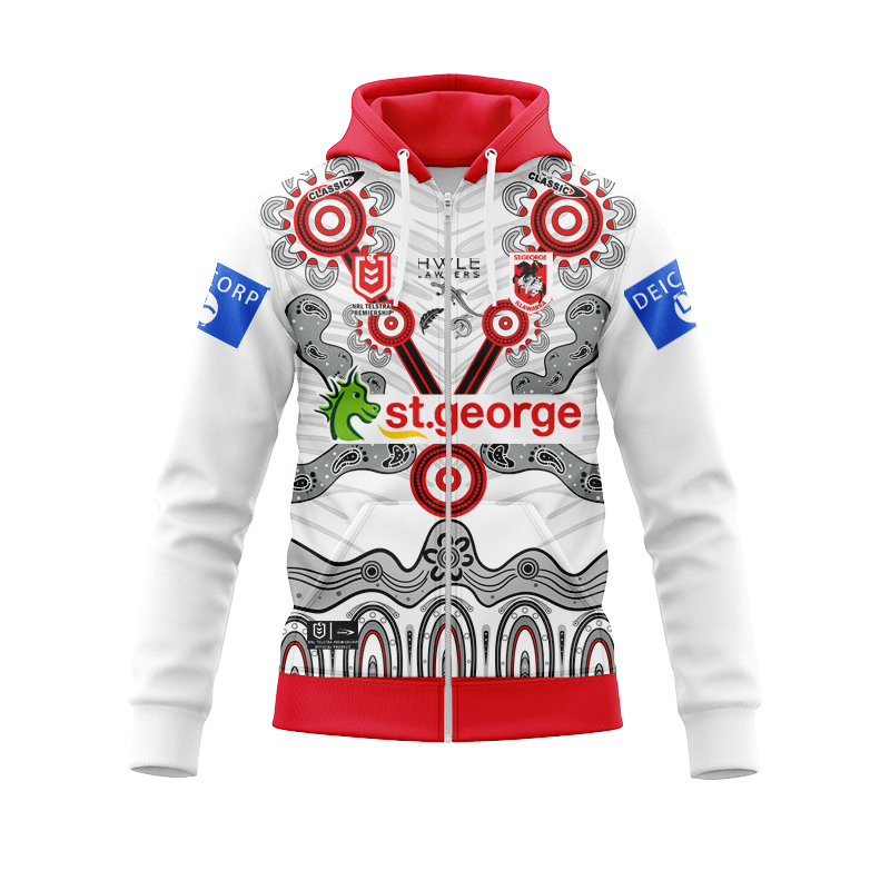 NRL St George Illawarra Dragons 2024 Indigenous Zipper Hoodie