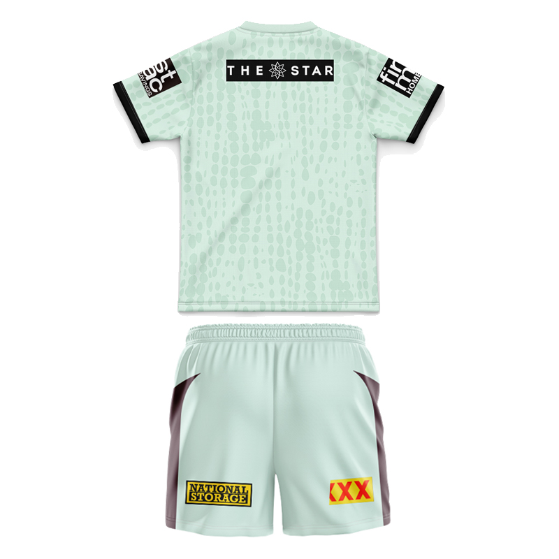 Kid's NRL Brisbane Broncos 2025 Mint Training Jersey+Shorts