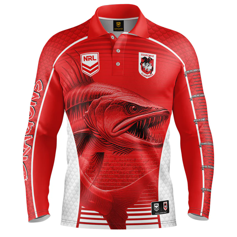NRL St George Illawarra Dragons 2025 Barracuda Fishing Shirt