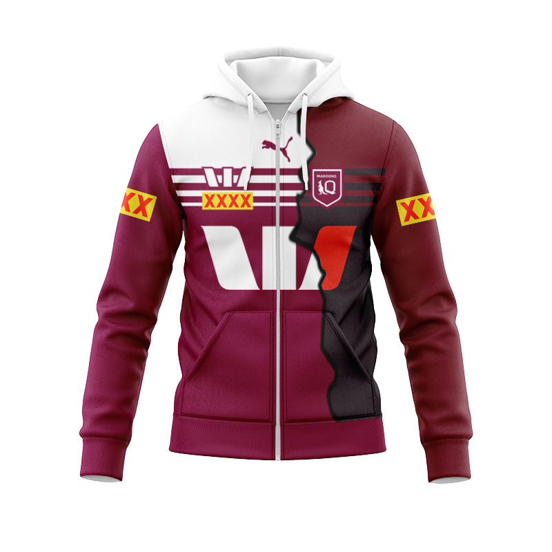 NRL QLD Maroons 2024 Mix Zipper Hoodie