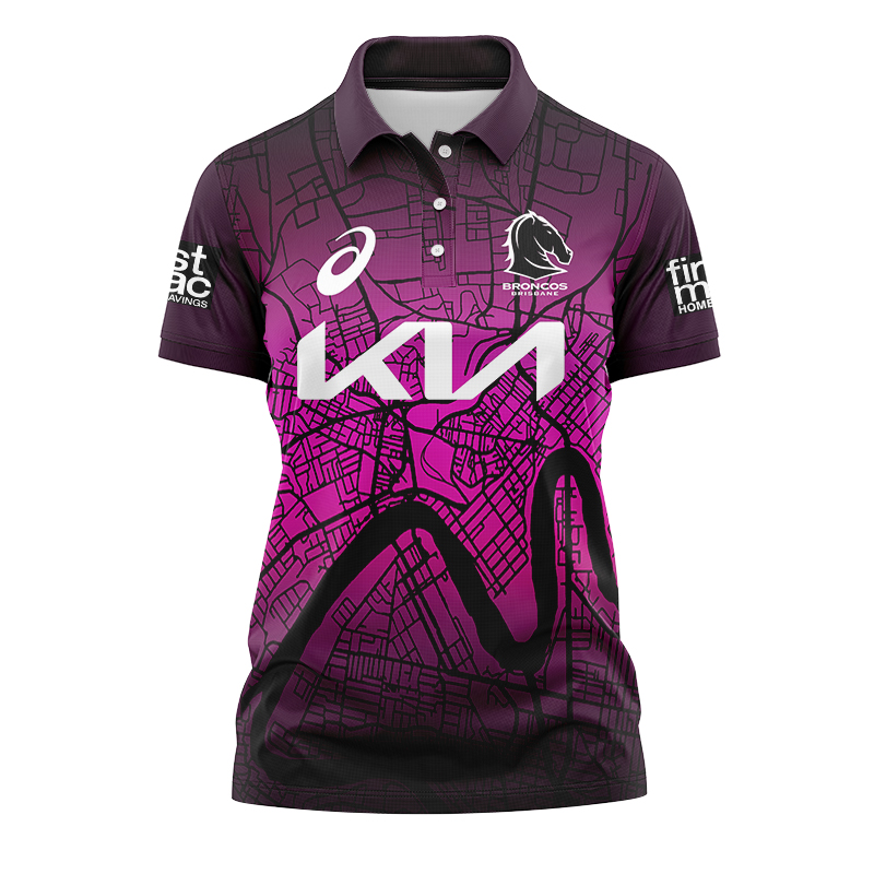 Women's NRL Brisbane Broncos 2024 Black Training Polo Shirt