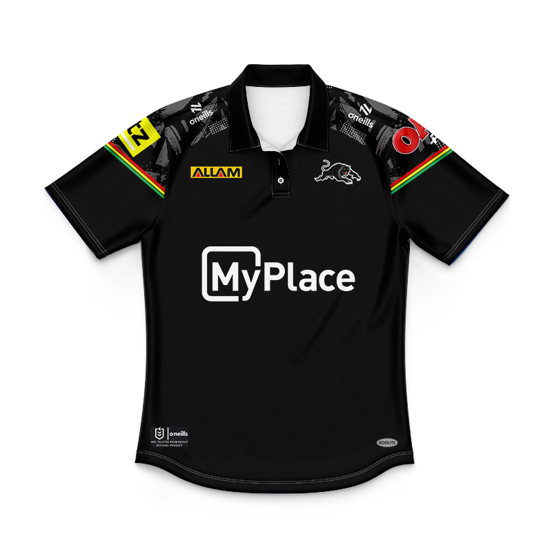 Kid's NRL Penrith Panthers 2024 Home Training Polo Shirt