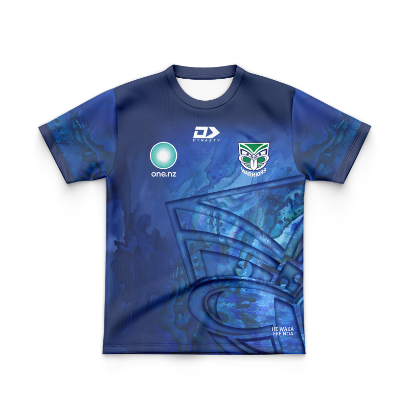 Kid's NRL New Zealand Warriors 2025 Paua Warm Up Jersey