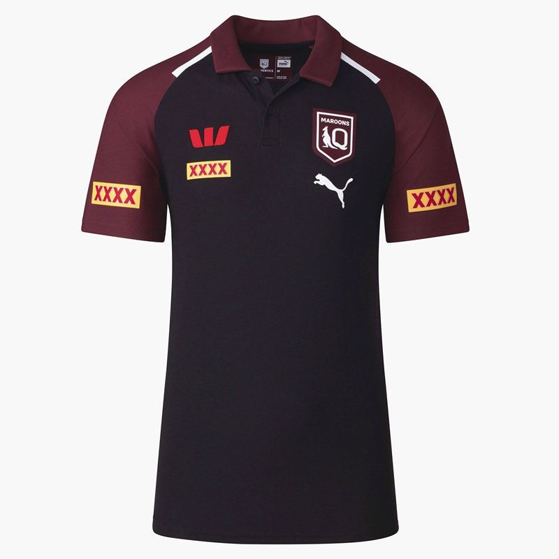 QLD Maroons 2024 Black Training Polo Shirt