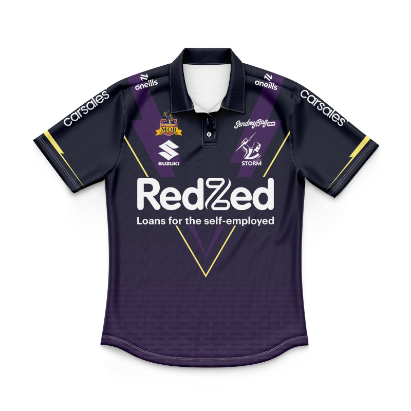 Kid's NRL Melbourne Storm 2025 Run Out Polo Shirt