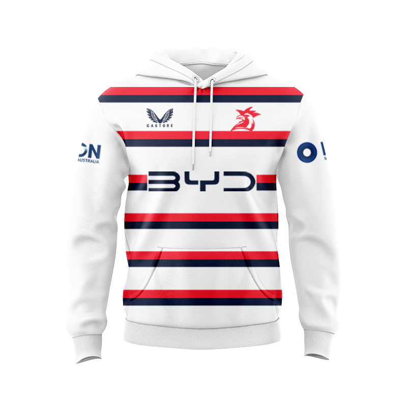 NRL Sydney Roosters 2025 White Training Hoodie
