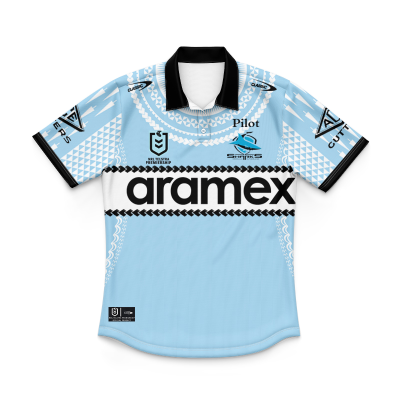 Kid's NRL Cronulla-Sutherland Sharks 2025 Pasifika Alternate Polo Shirt
