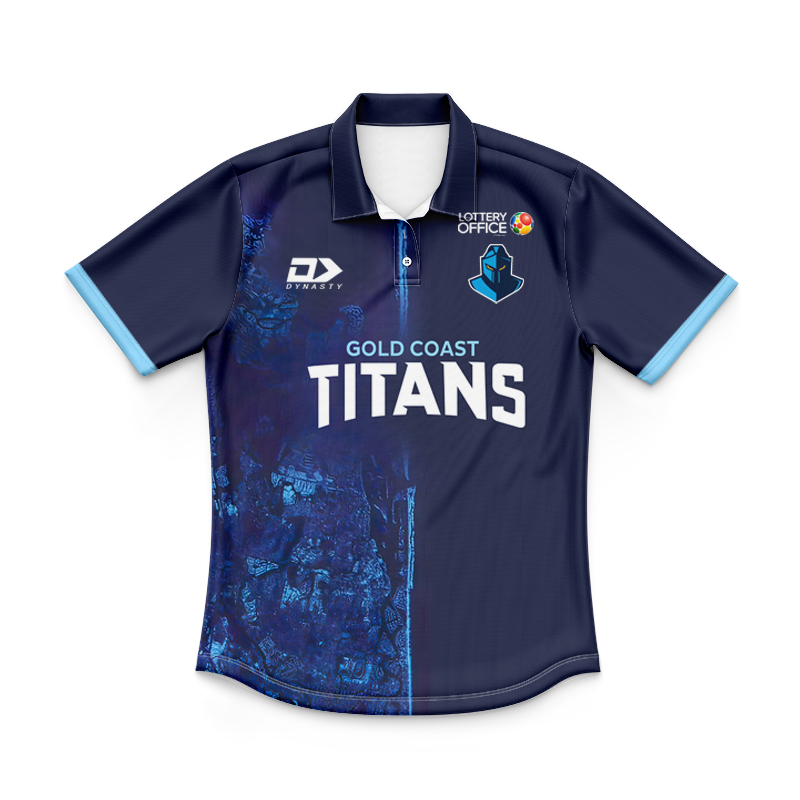 Kid's NRL Gold Coast Titans 2025 Warm Up Polo Shirt