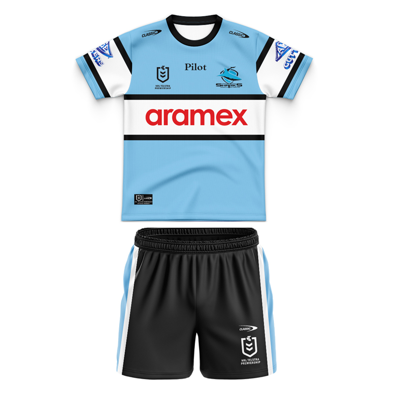 Kid's NRL Cronulla-Sutherland Sharks 2025 Home Jersey+Shorts