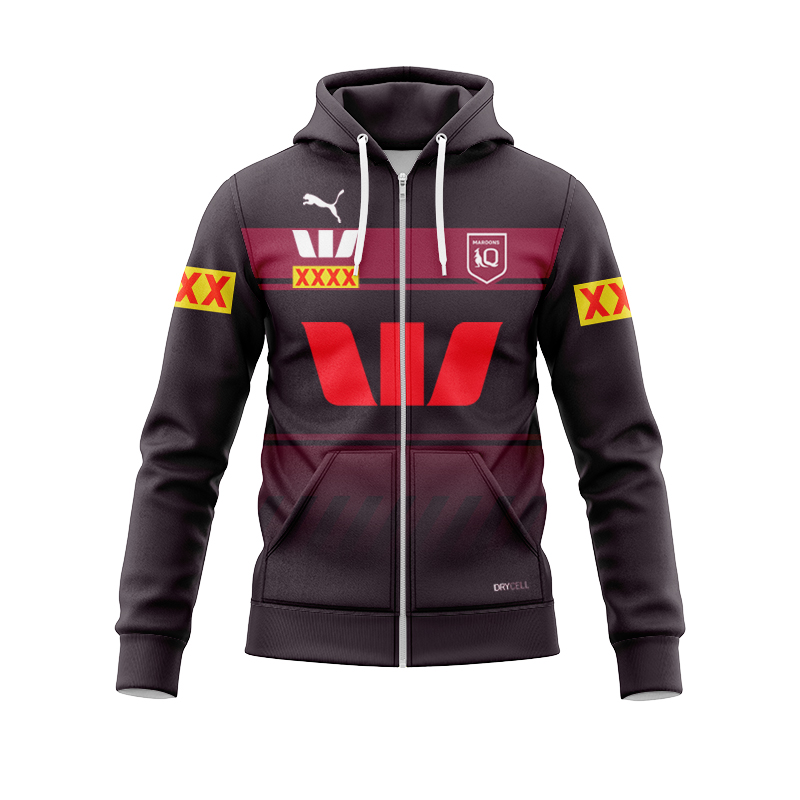 NRL QLD Maroons 2025 Dark Training Zipper Hoodie