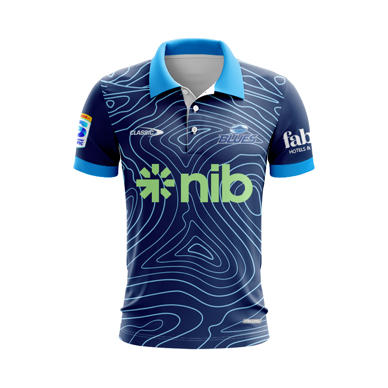 Auckland Blues Super Rugby 2025 Blue Training Polo Shirt