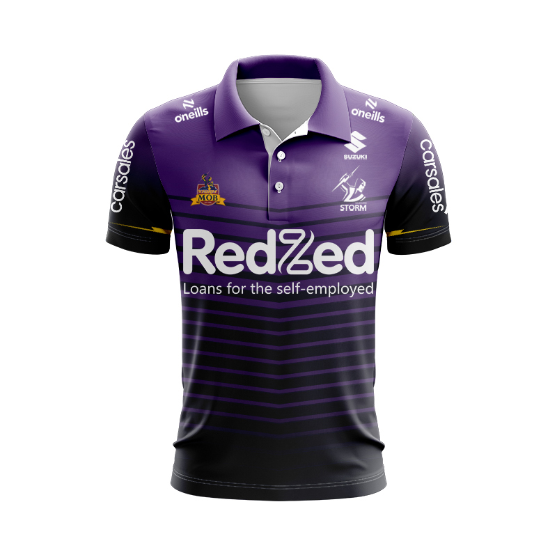 NRL Melbourne Storm 2025 Purple Warm Up Polo Shirt