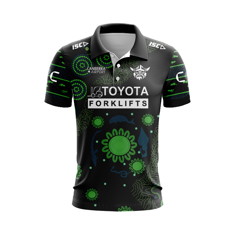 NRL Canberra Raiders 2025 Indigenous Run Out Polo Shirt