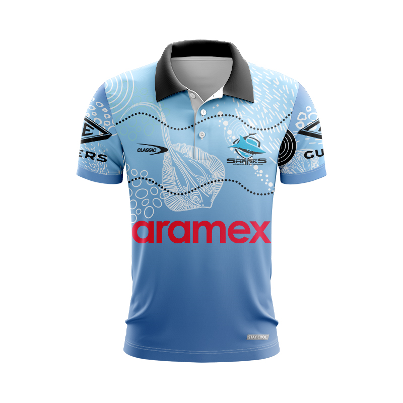 NRL Cronulla-Sutherland Sharks 2024 Indigenous Training Polo Shirt