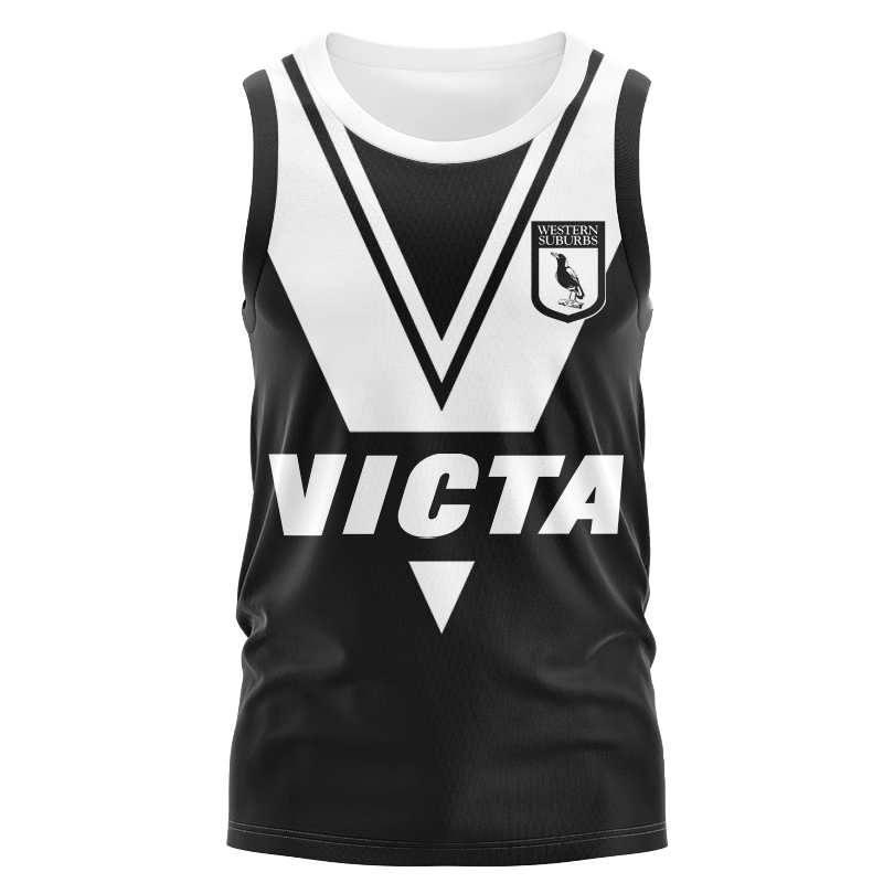 Western Suburbs Magpies 1978 Black Retro Singlet