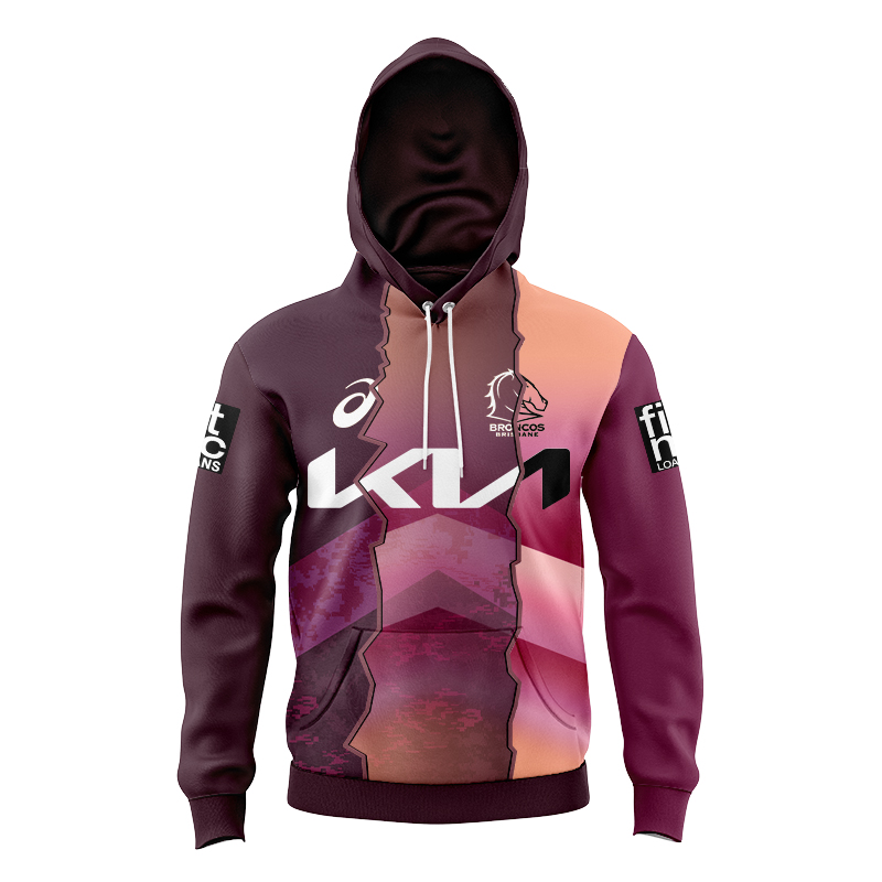 Kid's NRL Brisbane Broncos 2024 Sunstone Training Mix Hoodie