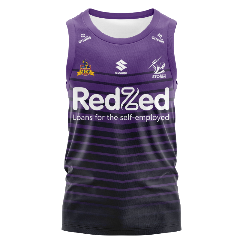 NRL Melbourne Storm 2025 Purple Warm Up Singlet