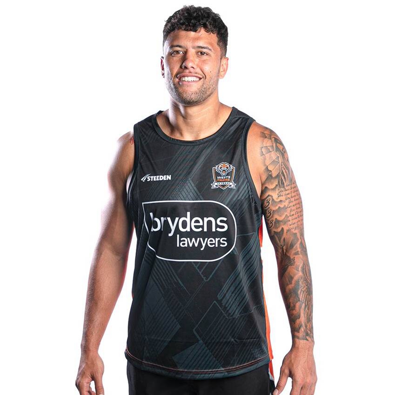 NRL Wests Tigers 2024 Black Training Singlet