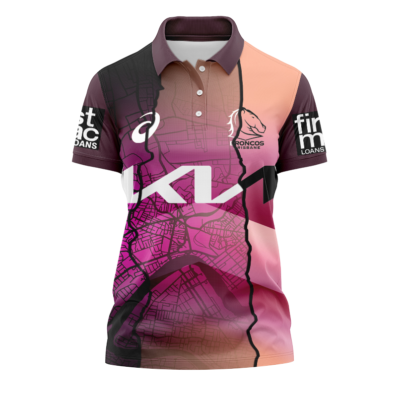 Women's NRL Brisbane Broncos 2024 Sunstone Training Mix Polo Shirt