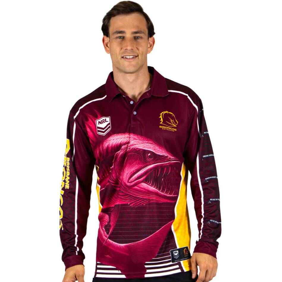 NRL Brisbane Broncos 2025 Barracuda Fishing Shirt