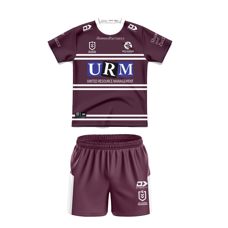 Kid's NRL Manly Warringah Sea Eagles 2025 Home Jersey+Shorts