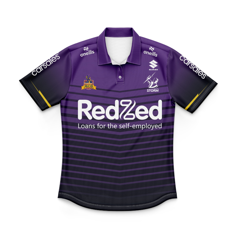 Kid's NRL Melbourne Storm 2025 Purple Warm Up Polo Shirt