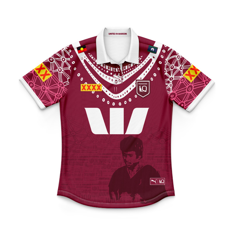 Kid's NRL QLD Maroons 2025 Indigenous Polo Shirt
