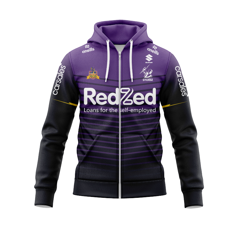 NRL Melbourne Storm 2025 Purple Warm Up Zipper Hoodie