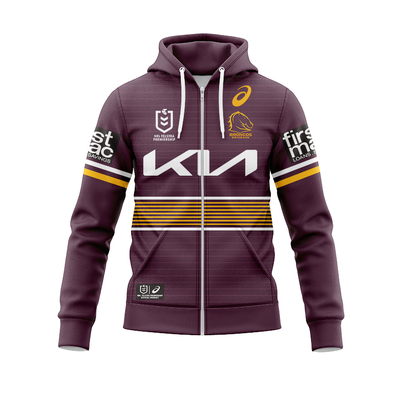 NRL Brisbane Broncos 2022 Home Zipper Hoodie