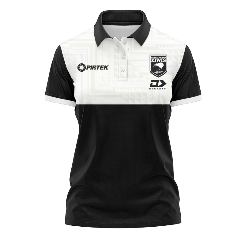Women's New Zealand Kiwis 2024 Black Media Polo Shirt