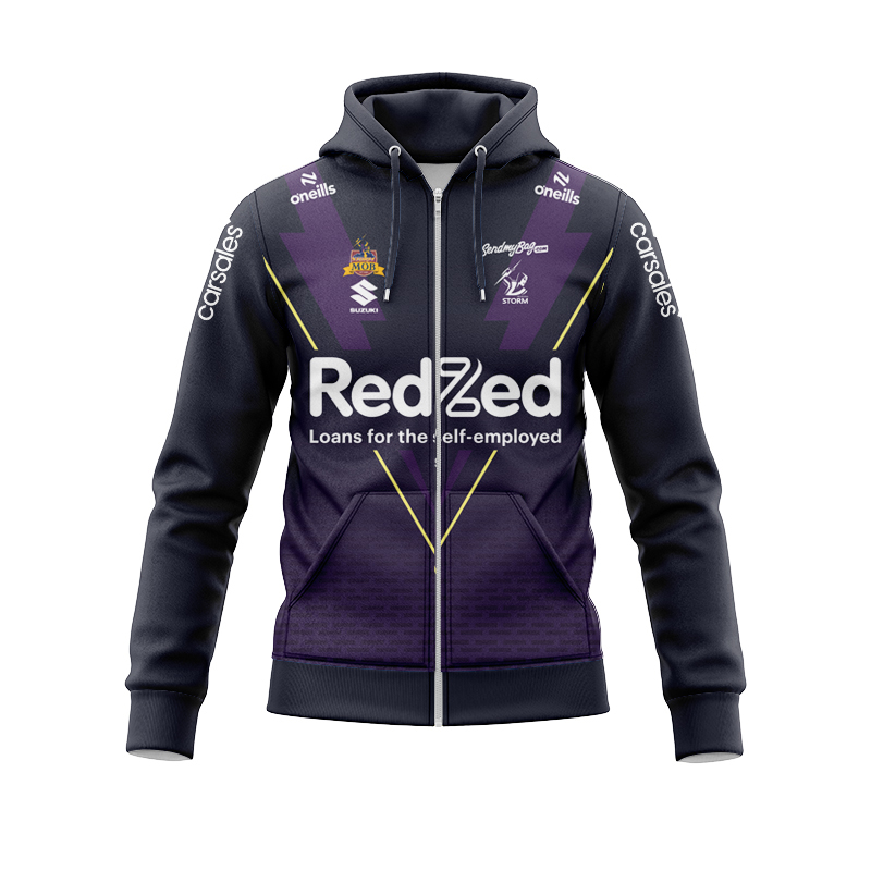 NRL Melbourne Storm 2025 Run Out Zipper Hoodie